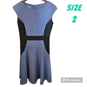 New York & Company Color Block Midi Sheath Dress Cap Sleeve Career Women 2